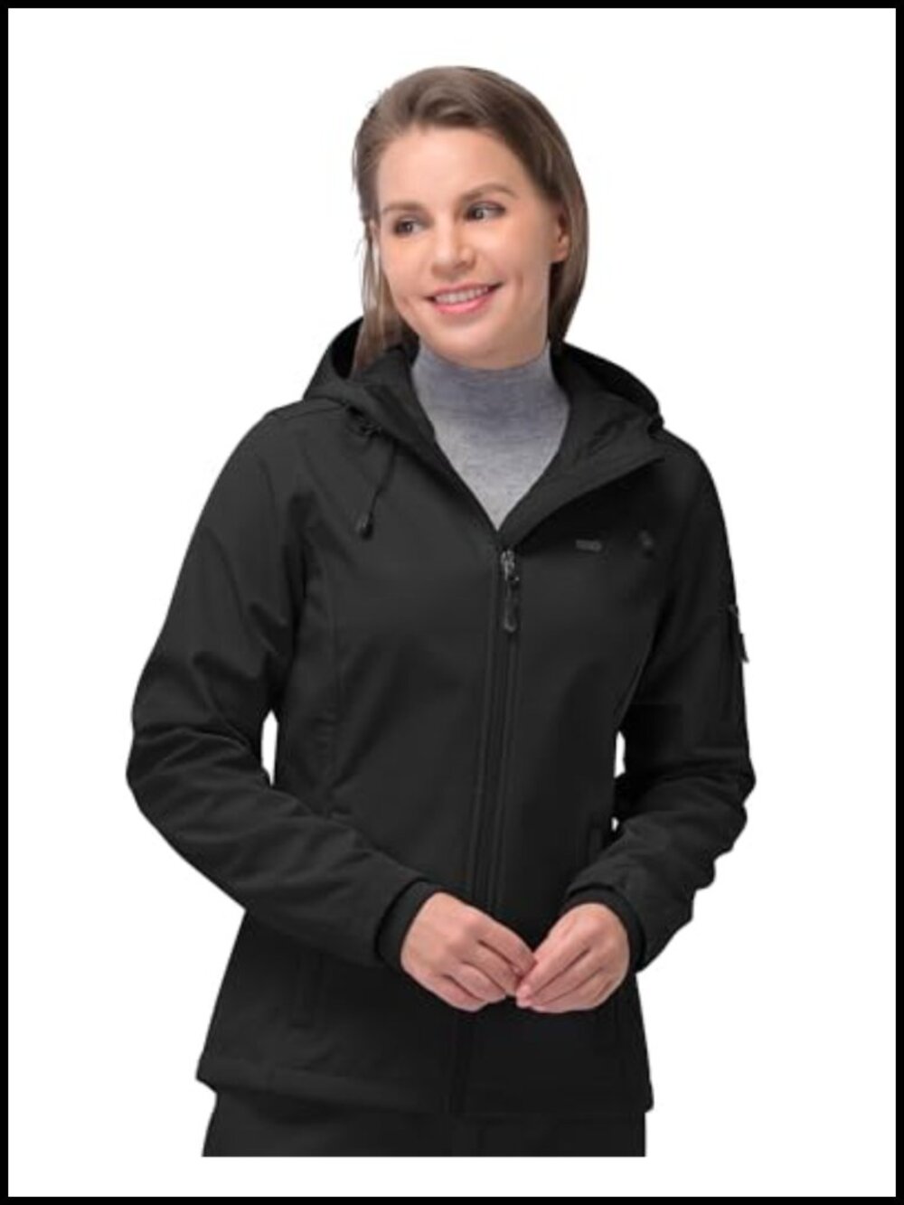 Women's Softshell Jacket Waterproof Hooded Fleece Lined Rain Coat Zip Up